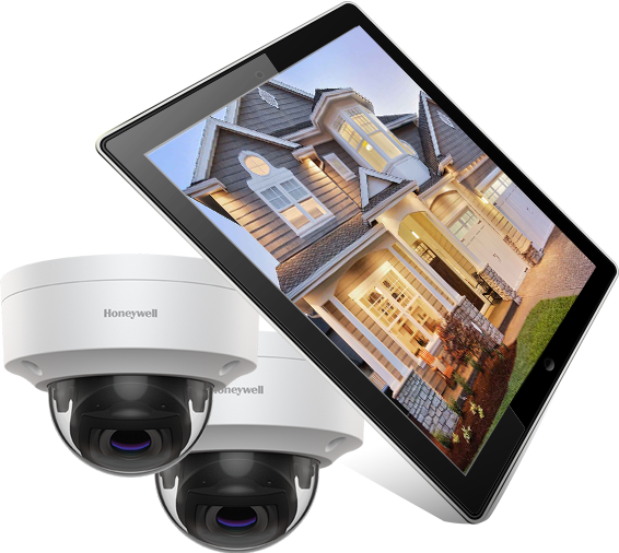Security camera and tablet image.